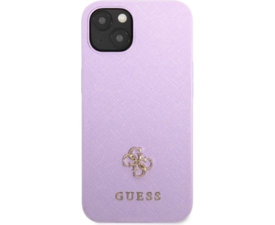 Guess GUHCP13SPS4MU Saffiano 4G Small Metal Logo Aizsargapvalks priekš iPhone 13 mini 5,4" / violets Neoriģinālie Maciņi