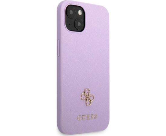 Guess GUHCP13SPS4MU Saffiano 4G Small Metal Logo Aizsargapvalks priekš iPhone 13 mini 5,4" / violets Neoriģinālie Maciņi