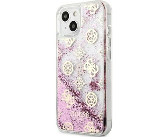 Guess GUHCP13SLGPEPI Peony Liquid Glitter Aizsargapvalks priekš iPhone 13 mini 5,4" / rozā Neoriģinālie Maciņi