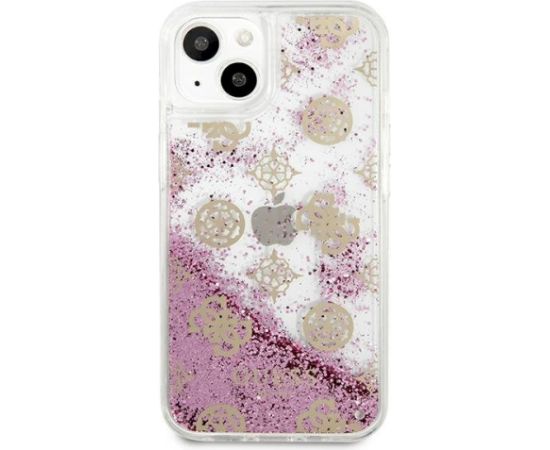 Guess GUHCP13SLGPEPI Peony Liquid Glitter Aizsargapvalks priekš iPhone 13 mini 5,4" / rozā Neoriģinālie Maciņi