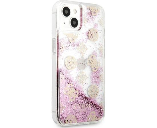 Guess GUHCP13SLGPEPI Peony Liquid Glitter Aizsargapvalks priekš iPhone 13 mini 5,4" / rozā Neoriģinālie Maciņi