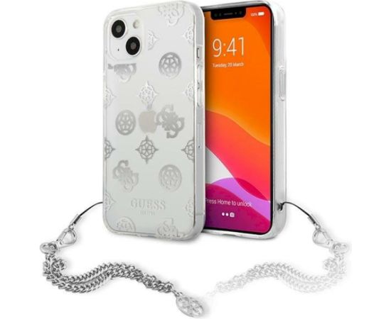 Guess GUHCP13SKSPESI Peony Chain Collection Aizsargapvalks priekš iPhone 13 mini 5,4" / sudraba Neoriģinālie Maciņi