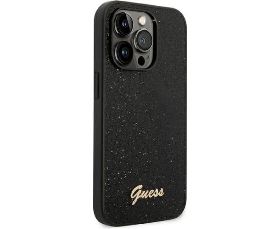 Guess GUHCP14LHGGSHK Glitter Script Aizsargapvalks priekš iPhone 14 Pro 6,1" / melns Neoriģinālie Maciņi