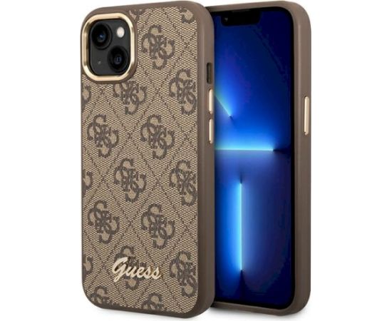Guess GUHCP14MHG4SHW Hardcase 4G Vintage Gold Logo Aizsargapvalks priekš iPhone 14 Plus/15 Plus 6.7" / brūns Neoriģinālie Maciņi