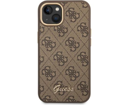 Guess GUHCP14MHG4SHW Hardcase 4G Vintage Gold Logo Aizsargapvalks priekš iPhone 14 Plus/15 Plus 6.7" / brūns Neoriģinālie Maciņi