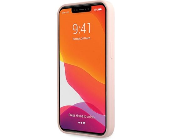 Guess GUHCP13XLSLMGLP Silicone Script Gold Log Aizsargapvalks priekš iPhone 13 Pro Max 6.7" / gaiši rozā Neoriģinālie Maciņi