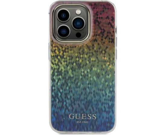 Guess GUHCP14LHDECMI Hardcase IML Faceted Mirror Disco Iridescent Aizsargapvalks priekš iPhone 14 Pro 6.1" Neoriģinālie Maciņi
