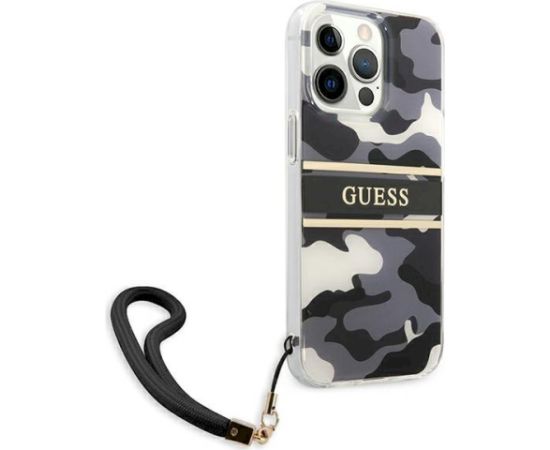Guess GUHCP13XKCABBK Camo Strap Collection Aizsargapvalks priekš iPhone 13 Pro Max 6,7" / melns Neoriģinālie Maciņi
