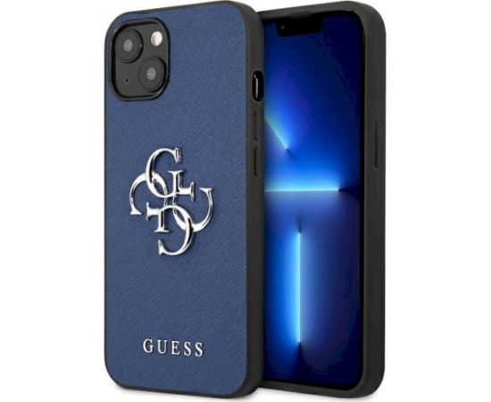 Guess GUHCP13SSA4GSBL Hardcase Saffiano 4G Metal Logo Aizsargapvalks priekš iPhone 13 mini 5,4" / zils Neoriģinālie Maciņi