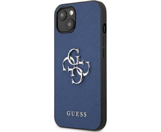 Guess GUHCP13SSA4GSBL Hardcase Saffiano 4G Metal Logo Aizsargapvalks priekš iPhone 13 mini 5,4" / zils Neoriģinālie Maciņi