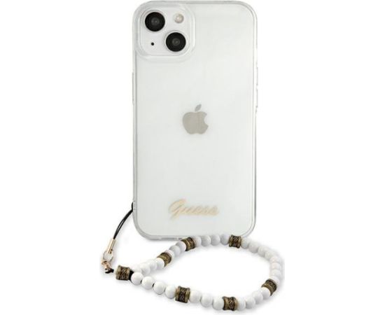 Guess GUHCP13MKPSWH Aizsargapvalks priekš iPhone 13/14/15 6,1" / White Pearl Neoriģinālie Maciņi
