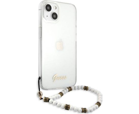 Guess GUHCP13MKPSWH Aizsargapvalks priekš iPhone 13/14/15 6,1" / White Pearl Neoriģinālie Maciņi