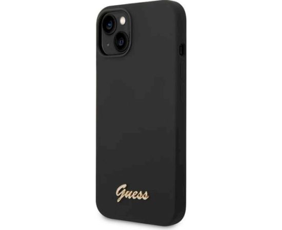 Guess GUHCP14MSLSMK Silicone Vintage Gold Logo Aizsargapvalks priekš iPhone 14 Plus / 15 Plus 6.7" / melns Neoriģinālie Maciņi