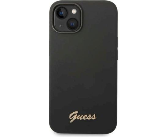 Guess GUHCP14MSLSMK Silicone Vintage Gold Logo Aizsargapvalks priekš iPhone 14 Plus / 15 Plus 6.7" / melns Neoriģinālie Maciņi