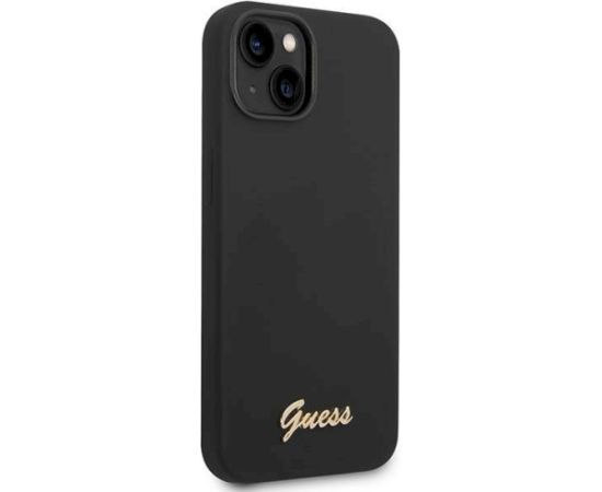 Guess GUHCP14MSLSMK Silicone Vintage Gold Logo Aizsargapvalks priekš iPhone 14 Plus / 15 Plus 6.7" / melns Neoriģinālie Maciņi