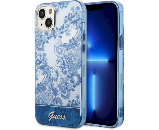 Guess GUHCP14MHGPLHB Porcelain Collection Aizsargapvalks priekš iPhone 14 Plus / 15 Plus 6.7" / zils Neoriģinālie Maciņi