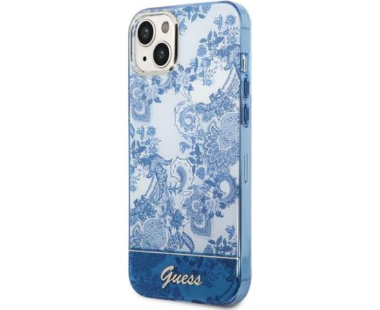 Guess GUHCP14MHGPLHB Porcelain Collection Aizsargapvalks priekš iPhone 14 Plus / 15 Plus 6.7" / zils Neoriģinālie Maciņi