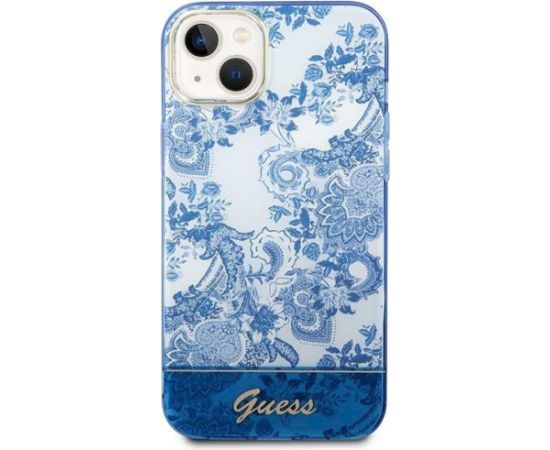 Guess GUHCP14MHGPLHB Porcelain Collection Aizsargapvalks priekš iPhone 14 Plus / 15 Plus 6.7" / zils Neoriģinālie Maciņi