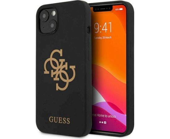 Guess GUHCP13SLS4GGBK Silicone 4G Logo Aizsargapvalks priekš iPhone 13 mini 5,4" / melns Neoriģinālie Maciņi