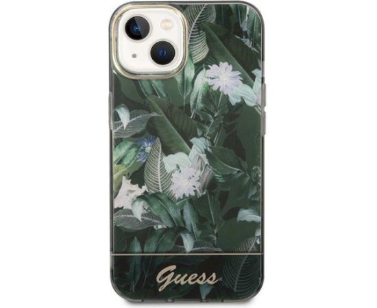 Guess GUHCP14MHGJGHA Jungle Collection Aizsargapvalks priekš iPhone 14 Plus/15 Plus 6.7" / zaļš Neoriģinālie Maciņi