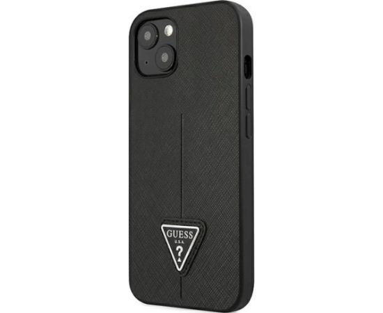 Guess GUHCP13SPSATLK Hardcase Saffiano Triangle Logo Aizsargapvalks priekš iPhone 13 mini 5,4" / melns Neoriģinālie Maciņi