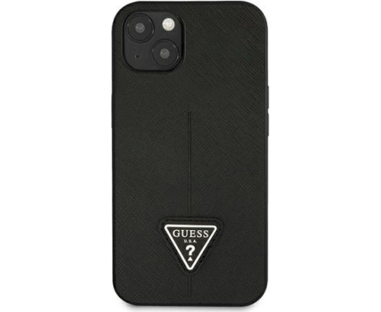 Guess GUHCP13SPSATLK Hardcase Saffiano Triangle Logo Aizsargapvalks priekš iPhone 13 mini 5,4" / melns Neoriģinālie Maciņi