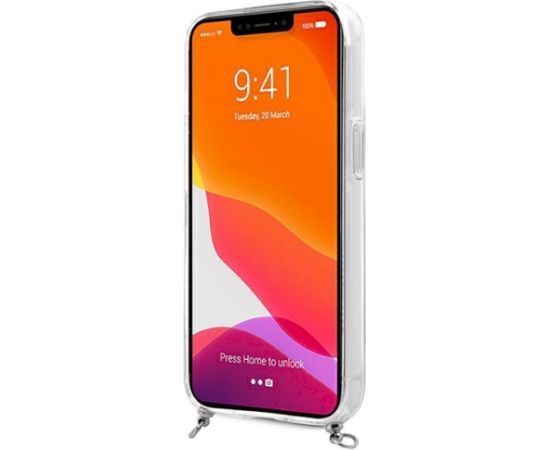 Guess GUHCP13SKC4GBSI Aizsargapvalks priekš iPhone 13 mini 5,4" transparent hardcase 4G grey strap silver chain Neoriģinālie Maciņi