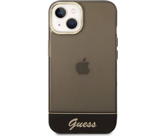 Guess GUHCP14MHGCOK Hardcase Translucent Aizsargapvalks priekš iPhone 14 Plus / 15 Plus 6.7" / melns Neoriģinālie Maciņi