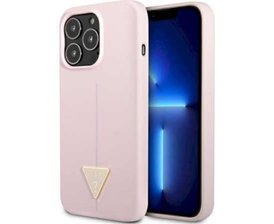Guess GUHCP13XSLTGU Silicone Triangle Aizsargapvalks priekš iPhone 13 Pro Max 6,7" / violets Neoriģinālie Maciņi