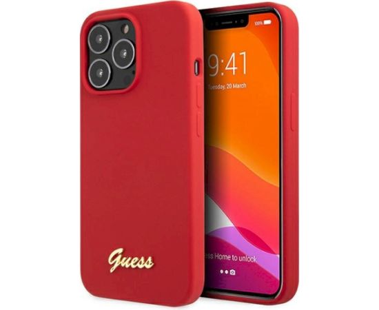 Guess GUHCP13XLSLMGRE Silicone Vintage Gold Logo Aizsargapvalks priekš iPhone 13 Pro Max 6.7" / bordo Neoriģinālie Maciņi