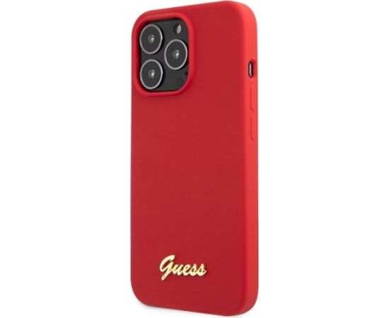 Guess GUHCP13XLSLMGRE Silicone Vintage Gold Logo Aizsargapvalks priekš iPhone 13 Pro Max 6.7" / bordo Neoriģinālie Maciņi