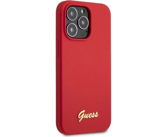 Guess GUHCP13XLSLMGRE Silicone Vintage Gold Logo Aizsargapvalks priekš iPhone 13 Pro Max 6.7" / bordo Neoriģinālie Maciņi