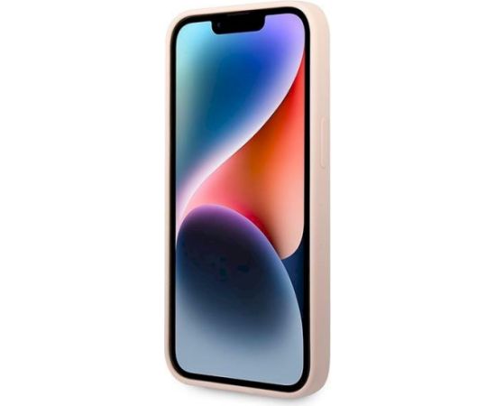 Guess GUHCP14MSLTGP Silicone Triangle Hardcase Aizsargapvalks priekš iPhone 14 Plus/15 Plus 6.7" / rozā Neoriģinālie Maciņi