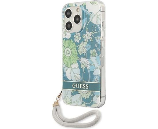 Guess GUHCP13XHFLSN Flower Strap Aizsargapvalks priekš iPhone 13 Pro Max 6,7" / zaļš Neoriģinālie Maciņi