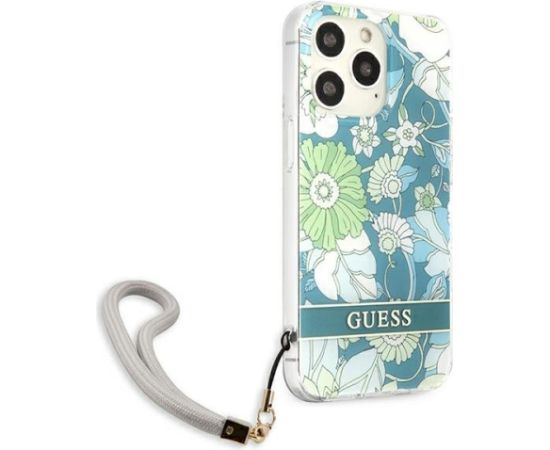 Guess GUHCP13XHFLSN Flower Strap Aizsargapvalks priekš iPhone 13 Pro Max 6,7" / zaļš Neoriģinālie Maciņi