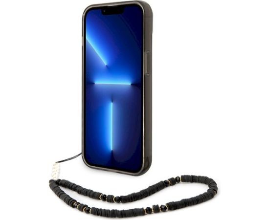 Guess GUHCP14MHGCOHK Hardcase Translucent Pearl Strap Aizsargapvalks priekš iPhone 14 Plus / 15 Plus 6.7" / melns Neoriģinālie Maciņi