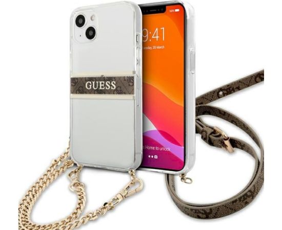 Guess GUHCP13SKC4GBGO Aizsargapvalks priekš iPhone 13 mini 5,4" transparent hardcase 4G / brūns Neoriģinālie Maciņi