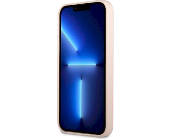 Guess GUHCP13MSLTGP Silicone Triangle Hardcase Aizsargapvalks priekš iPhone 13/14/15 6,1" / rozā Neoriģinālie Maciņi