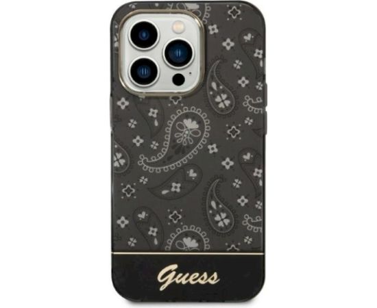 Guess GUHCP14LHGBNHK Aizsargapvalks priekš iPhone 14 Pro 6,1" / melns Bandana Paisley Neoriģinālie Maciņi