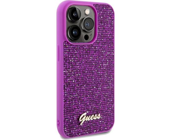 Guess GUHCP14LPMSDGSF Disco Metal Script Aizsargapvalks priekš iPhone 14 Pro 6.1" / fuksijas Neoriģinālie Maciņi