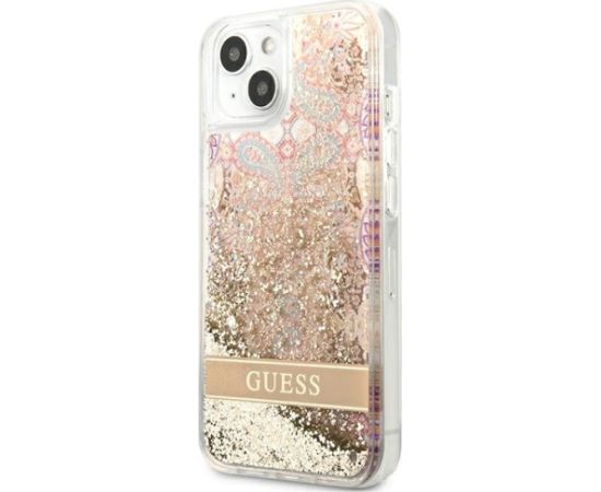 Guess GUHCP13SLFLSD Paisley Liquid Glitter Hardcase Aizsargapvalks priekš iPhone 13 mini 5,4" / zelta Neoriģinālie Maciņi