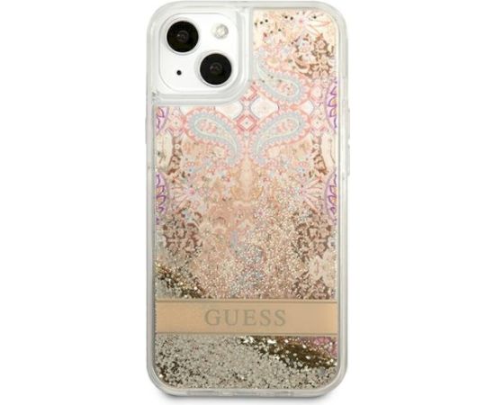 Guess GUHCP13SLFLSD Paisley Liquid Glitter Hardcase Aizsargapvalks priekš iPhone 13 mini 5,4" / zelta Neoriģinālie Maciņi