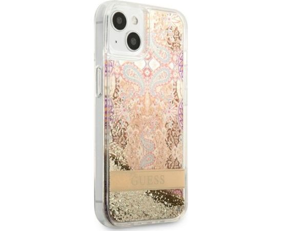 Guess GUHCP13SLFLSD Paisley Liquid Glitter Hardcase Aizsargapvalks priekš iPhone 13 mini 5,4" / zelta Neoriģinālie Maciņi