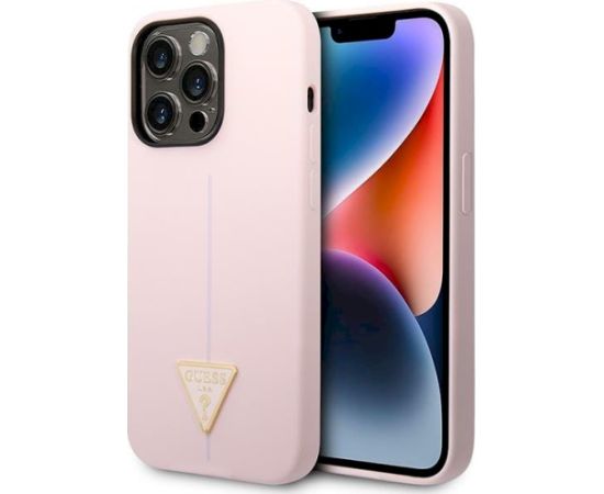 Guess GUHCP14LSLTGU Silicone Triangle Hardcase Aizsargapvalks priekš iPhone 14 Pro 6,1" / violets Neoriģinālie Maciņi