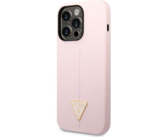 Guess GUHCP14LSLTGU Silicone Triangle Hardcase Aizsargapvalks priekš iPhone 14 Pro 6,1" / violets Neoriģinālie Maciņi