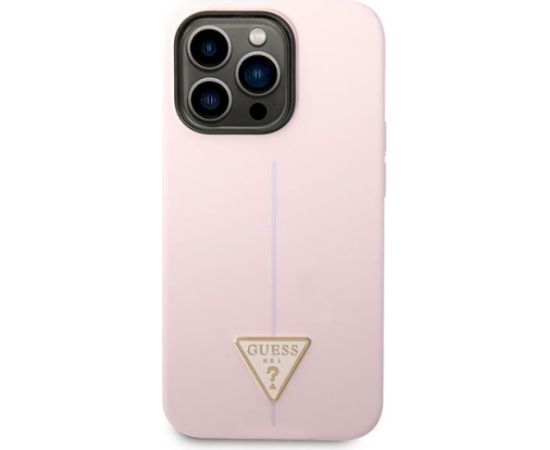 Guess GUHCP14LSLTGU Silicone Triangle Hardcase Aizsargapvalks priekš iPhone 14 Pro 6,1" / violets Neoriģinālie Maciņi