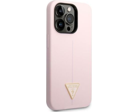Guess GUHCP14LSLTGU Silicone Triangle Hardcase Aizsargapvalks priekš iPhone 14 Pro 6,1" / violets Neoriģinālie Maciņi