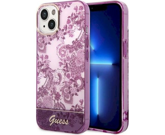 Guess GUHCP14MHGPLHF Hardcase Porcelain Collection Aizsargapvalks priekš iPhone 14 Plus / 15 Plus 6.7" / fuksijas Neoriģinālie Maciņi