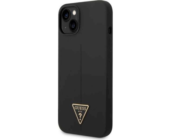 Guess GUHCP14MSLTGK Silicone Triangle Hardcase Aizsargapvalks priekš iPhone 14 Plus / 15 Plus 6.7" / melns Neoriģinālie Maciņi