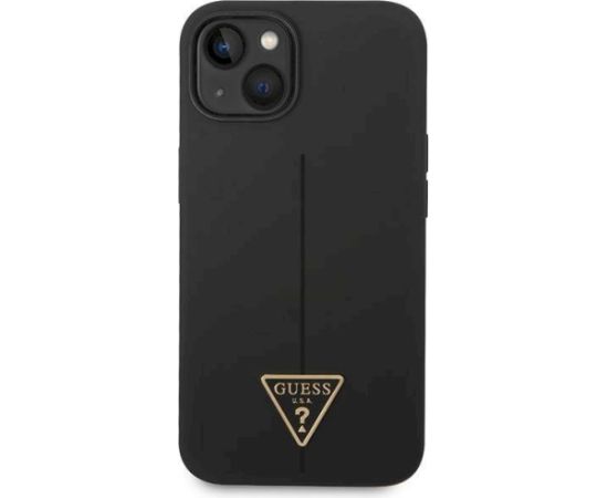 Guess GUHCP14MSLTGK Silicone Triangle Hardcase Aizsargapvalks priekš iPhone 14 Plus / 15 Plus 6.7" / melns Neoriģinālie Maciņi